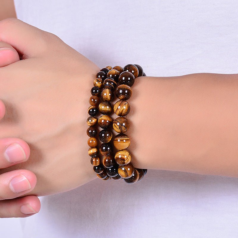 Pulsera de ojo de tigre natural al por mayor Circle de cuentas hechas a mano brazalete de tigre amarillo